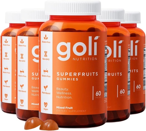 [BRSW2ZD5BN7WYFL3] Goli Nutritional Supplement, SuperFruits Beauty Gummy Vitamin - 300 Count - Collagen-Promoting Ingredients - Mixed Fruit, Vegan, Plant-Based, Non-GMO, Gluten-Free & Gelatin Free