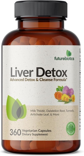[BRSROBABBEHQYFI6] Futurebiotics Liver Detox Advanced Detox & Cleanse Formula Supports Healthy Liver Function with Milk Thistle, Dandelion Root, Turmeric Artichoke Leaf, & More, Non-GMO, 360 Vegetarian Capsules