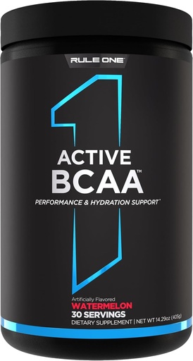 [BRSRAGQYDEBRY3IV] Rule 1 Active BCAA - Performance, Hydration, and Recovery Support with 5g BCAAs + Electrolytes, L-Glutamine, and Citrulline (30 Servings, Watermelon)