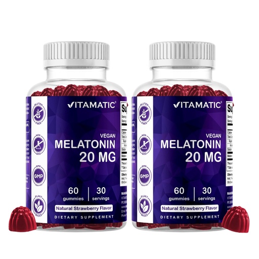 [BRSW2CQBOB6WGFL3] Vitamatic Melatonin 20mg Gummies for Adults, 30 Servings - 60 Count - Non-Habit Forming Supplement (Pack of 2)