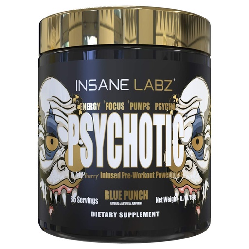 [BRSWYFQNBEHQOEQY] Insane Labz Psychotic Gold, High Stimulant Pre Workout Powder, Extreme Lasting Energy Focus, Pumps and Endurance with Beta Alanine, DMAE Bitartrate, NO Booster (35 Servings, Blue Punch)