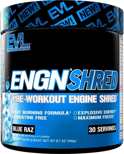 [BRSWKHD6BMOWIHY5] EVL Ultimate Pre Workout Toz - Termogenic Fat Burn Support Preworkout Toz İçecek Son Enerji Oda ve Stamina - ENGN Ked Intense Kretine Free Preworkout Drink Mix - Blue Raz