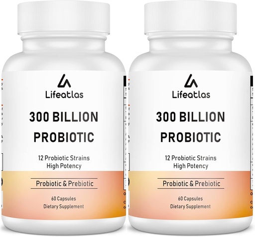 [BRSROYAZC4BBGHI4] 300 Billion CFU Probiotics - Probiotics for Women and Men, 12 Probiotic Strains Plus Prebiotic, Max Potent for Overall Digestive & Gut Health, Immune Support, Shelf Stable - 120 Capsules