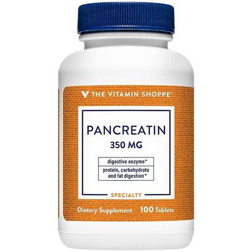 [BRSWIYTYO4GWGDT6] The Vitamin Shoppe Pancreatin 500MG, Natural Digestive Enzyme Supplement, Supports Digestion of Fats, Protein, Carbohydrates (100 Tablets)