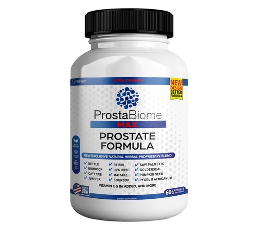 [BRSRABI2DF6QY3I6] ProstaBiome Max Prostate Support Formula, Natural Herbal Blend with Saw Palmetto, 60 Capsules, 30-Day Supply (1)