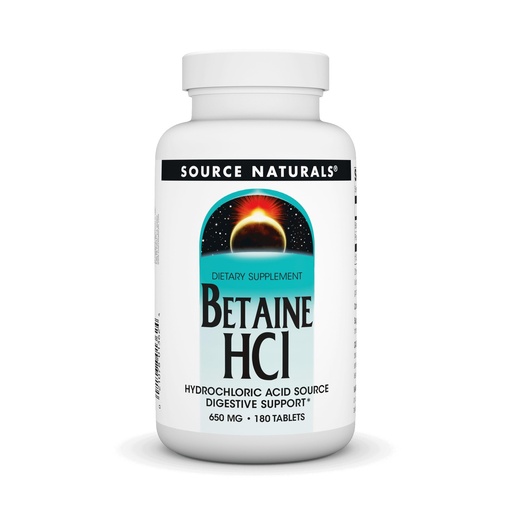 [BRSWIYQOAUBRYCIV] Source Naturals - Betaine HCl Hydrochloric Acid Source 650 mg. - 180 Tablets