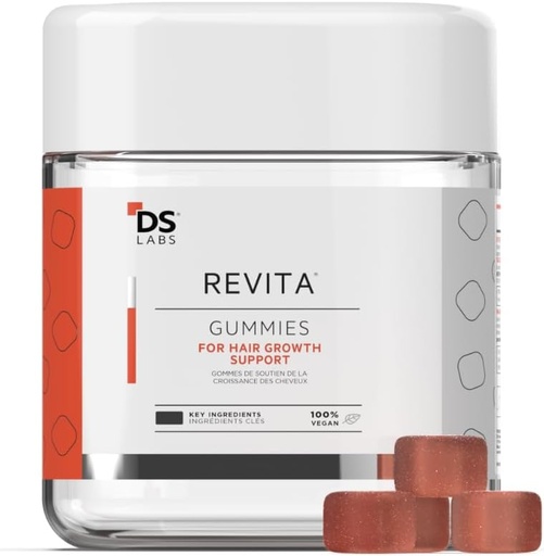 [BRSRMFIEBZ7B43Y6] DS Labs Revita Hair Vitamin Gummies - Support for Thicker, Fuller Looking Hair, With Biotin, Zinc, Vitamin D, Iron, Magnesium & Melatonin, Vegan, Gluten-Free, Gelatin-Free, 60 Gummies