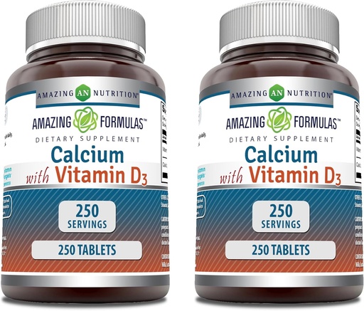 [BRSROHQBPN6BE3DZ] Amazing Formulas Calcium with Vitamin D3 Supplement | Tablets | Non-GMO | Gluten-Free | Made in USA (2 Pack, 250 Count)
