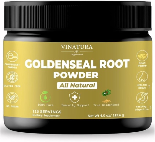 [BRSROAYQDIAQ43LV] Goldenseal Root Powder - 4 oz, 113 Servings *USA Made & Tested* Pure Natural Goldenseal Root Powder Supplement