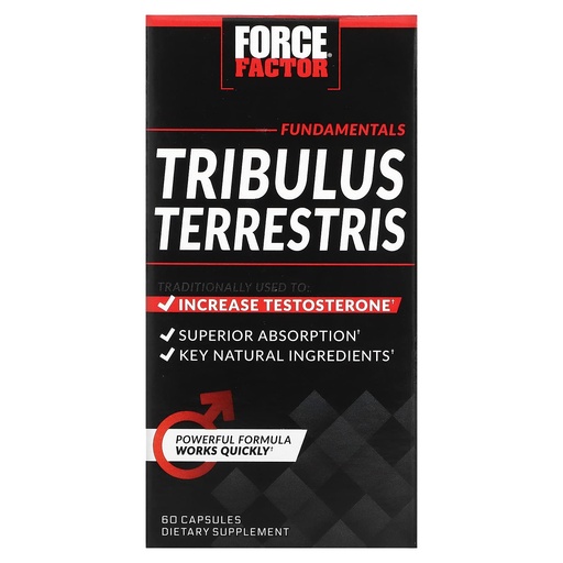 [BRSWYZY3CAHB623L] Force Factor Tribulus Terrestris for Men, Testosterone Booster and Male Vitality Supplement, Tribulus Extract and Natural Ingredients for Superior Absorption, Fundamental Series, 1000mg, 60 Capsules