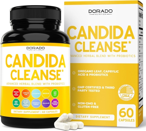 [BRSRAFTQAUBWOC3Z] Candida Cleanse Detox (60 Count) Advanced 11- in-1 Formulė už augimo gydymas Candida Killer kompleksas vyrams ir moterims - Trečioji šalis išbandyta - Pagaminta JAV