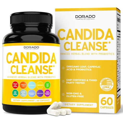 [BRSRAFTQAUBWOC3Z] Candida Cleanse Detox (60 Count) Advanced 11-in-1 Formula for Overgrowth Treatment with Candida Killer Complex for Men and Women - Third Party Tested - Made in USA