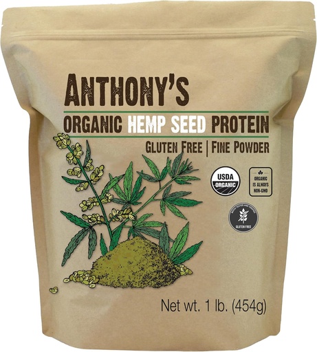 [BRSWYZY3AEDQYELV] Anthony je organický hemp seed protein prášek, 1 LB, studená tlak, gluten zdarma, non GMO, jemný prášek