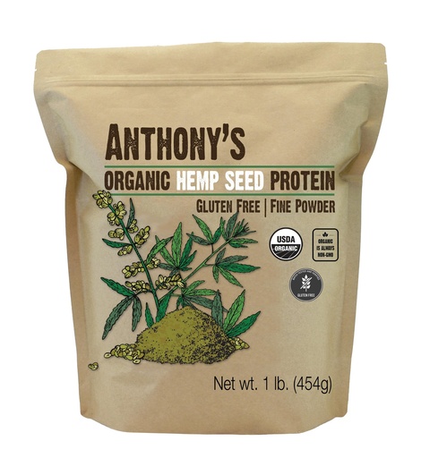 [BRSWYZY3AEDQYELV] Anthony's Organic Hemp Seed Protein Powder, 1 lb, Cold Pressed, Gluten Free, Non GMO, Fine Powder