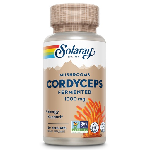 [BRSWECQZOR5WMDL2] SOLARAY Fermented Cordyceps Mushroom 1000 mg - Healthy Energy Support - Fermented for Enhanced Absorption - Vegan, Non-GMO, Lab Verified - 30 Servings, 60 VegCaps