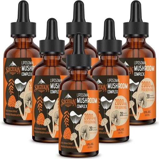 [BRSROA34O55QY3QZ] Liposomaler Pilzkomplex Tropfen 2000 MG - 20 Organische Pilzextrakte - Fortgeschrittene flüssige Formel für Immunität, kognitiv und Gedächtnis - Lions Mane Supplement, Reishi, Cordyceps, Chaga, 180 Portionen