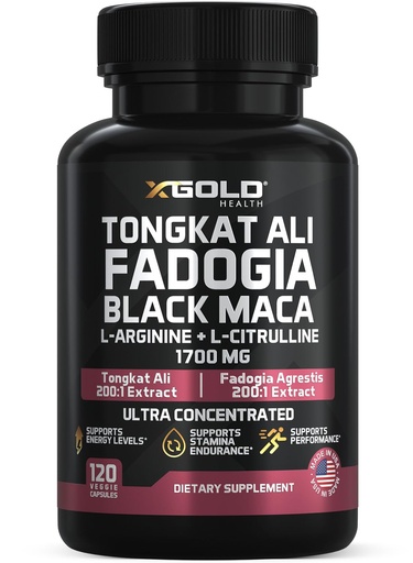 [BRSRAGAPCQFREEL7] Tongkat Ali + Fadogia Agrestis Complex 1700mg Black Maca, L-Arginine & L-Citrulline Nitric Oxide Booster Energy, Stamina, Vitality & Performance Support for Men & Women Non-GMO 120 Capsules