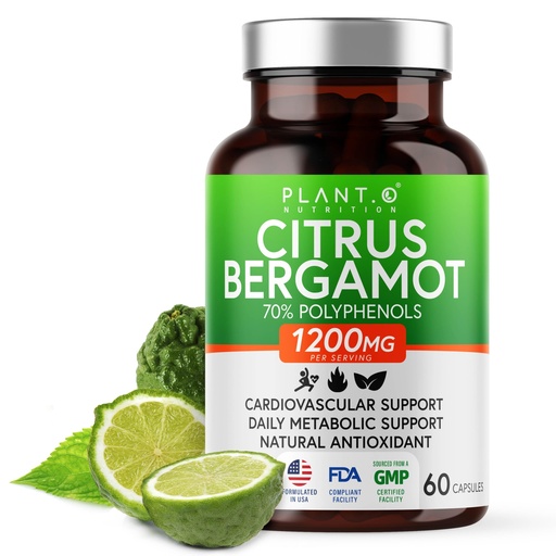 [BRSRAZ3QA4NAKCT2] PLANT.O NUTRITION Citrus Bergamot Supplement 1200mg Highly Concentrated to 70% Polyphenols - Pure Bergamot Extract for Heart Health, Immunity, Antioxidant - 60 Veggie Capsules, Made in USA