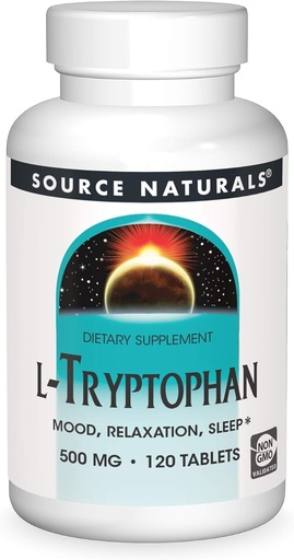 [BRSWIYQOAUAQIF3U] Source Naturals L-Tryptophan, for Mood, Relaxation, and Sleep*, 500mg - 120 Tablets