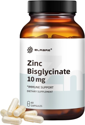 [BRSROHAKOYHGGHLD] 10mg Supplément de zinc chélaté en Bisglycinate de zinc Albion TRAACS, taille #2, 60 mini Capsules