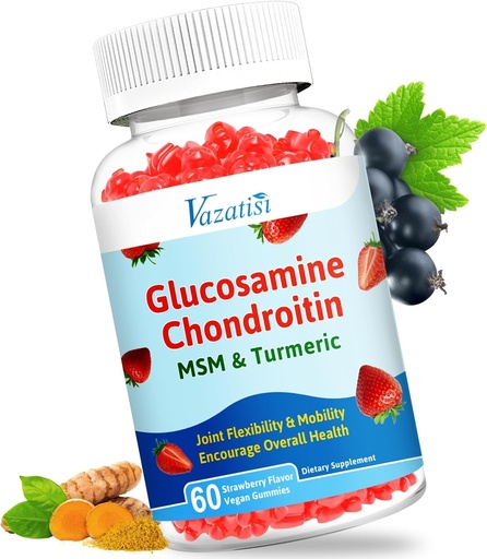 [BRSRAAAHCEFAOF37] High Bioavailable Glucosamine Chondroitin Gummies with Turmeric & MSM, Boswellia -Joint Support Supplement - Cartilage Support, Flexibility & Strength - 60 Gummies