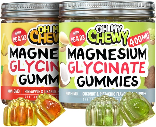 [BRSRAAQOOB6RUYAZ] Magnesium Gummies Bundle – 2 Bottles (60 Each) – Pineapple Orange & Coconut Pistachio