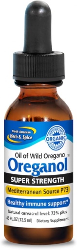 [BRSWIZL6OFYBA23G] NORTH AMERICAN HERB & SPICE Super Strength Oreganol - 0.45 fl. oz. - Unprocessed, Wild, Organic Oregano Oil - Mediterranean Source P73 - Non-GMO - 194 Servings
