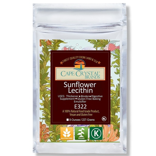 [BRSW2BAFBF7BAC3H] Cape Crystal Sunflower Lecithin Powder, 100% Natural and Gluten-Free. It is the Vegan, Non-GMO Alternative to Soy Lecithin Powder (8-oz.)