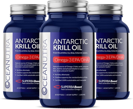 [BRSRO2T3A4NAOFLP] 100% Pure Organic Krill Oil 1000mg, 180-Day Supply, Omega 3, Highest Concentration 56% Phospholipids, Wild Caught, Sustainable Antarctic SuperbaBoost, Astaxanthin,Omega xl,Heart, Skin Care,No Fish Oil
