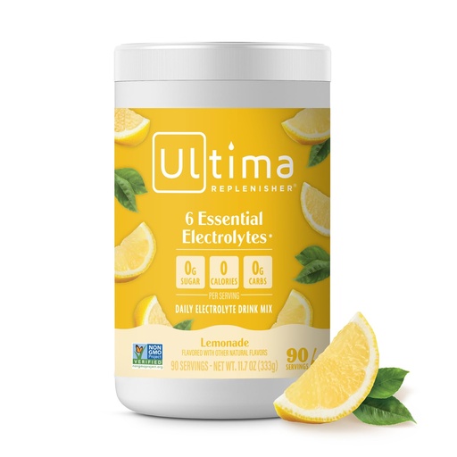 [BRSWKGYAAQMGCETK] Ultima Replenisher Daily Electrolyte Powder Drink Mix – Sugar Free – Lemonade, 90 Servings – Hydration Powder with 6 Key Electrolytes and Trace Minerals – Keto Friendly, Vegan, Non-GMO