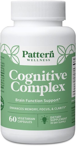 [BRSROFANOQHBADLA] Patroon Wellness Cognitive Complex Supplement Ondersteunt Geheugen, Focus, Mentale Helderheid, en Hersengezondheid Leeuwen Mane, Bacopa, B Vitaminen 60 Vegetarische Capsules