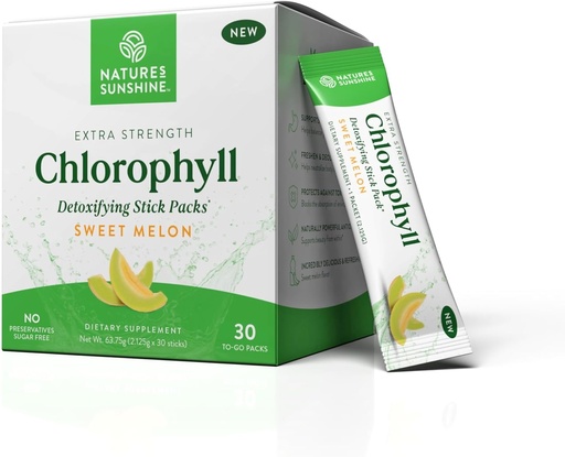 [BRSRAZIDOUHWYHI7] Nature 's Sunshine Chlorophyll Stick Packs: Supercharge Your Detox and Boost Gut Health in Comfortable, Delicious Stick Packs (Melon słodki)