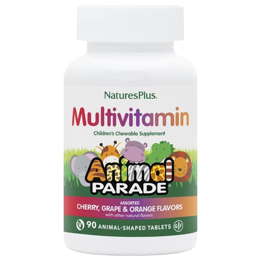 [BRSWIYTYO4GQAYLG] NaturesPlus Animal Parade Children's Chewable Multivitamin - 90 Animal-Shaped Tablets - Natural Assorted Flavors - Vegetarian, Gluten Free - 45 Servings