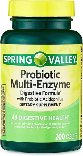 [BRSWIYD7CICGED3A] Spring Valley Multi-Enzyme Probiotic 200 Tablets