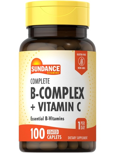 [BRSWKED2OMFWGGTY] Sundance Complete B-Complex with Vitamin C | 100 Caplets | Essential Vitamin Formula | Vegetarian, Non-GMO, and Gluten Free Formula