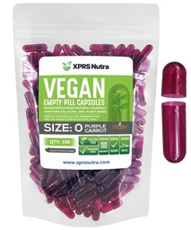 XPRS Nutra Size 0 Empty Capsules - 100 Count Empty Vegan Capsules - Vegetarian Pills - DIY Vegetable Capsule Filling - Veggie Pill Caps for Do-It-Yourself Supplements (Purple Carrot)