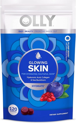 [BRSW2ZIYB4MWADIV] OLLY Glowing Skin Collagen Gummy, Hydrated, Youthful Skin, Hyaluronic Acid, Sea Buckthorn, Chewable Supplement, Berry, 60 Day Supply - 120 Count Pouch (Pack of 6)
