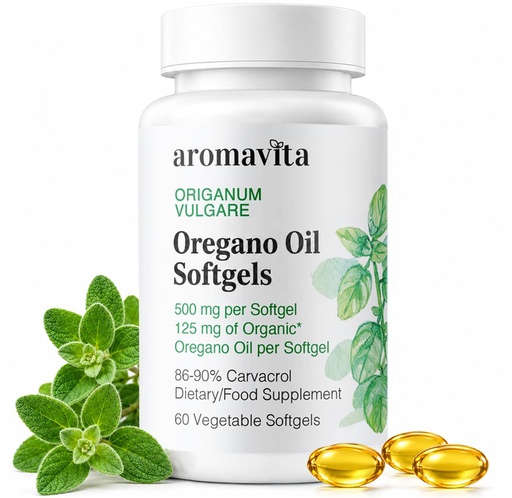 [BRSWYZQTOIDWMFLZ] Oregano Oil Softgels 86–90% Carvacrol – Easy Daily Use – No Strong Taste – Immune & Gut Support – from Organic Greek Oregano – 60 Softgels (2 Month Supply)