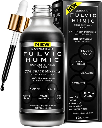[BRSWGAQRDJ7GEFA6] Fulvic Acid Trace Mineral Drops with Electrolytes - 77 Trace Minerals - 180 Servings - Restore Electrolytes, Improve Gut Health, Leaky Gut Repair - Ionic Trace Minerals from Fulvic & Humic Acid