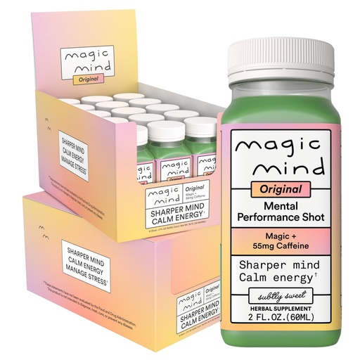 [BRSRMBL2O4BWAC3A] Magic Mind Original Energy & Focus Nootropic Shot, Lion's Mane, Ashwagandha & Citicoline, Cognitive Support & Mental Performance, Nano-Encapsulated for 5x Absorption, 2oz (30 Pack)