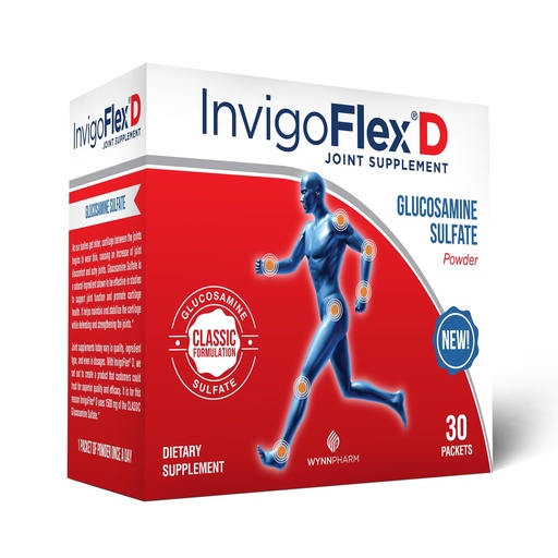 [BRSWGHQPB4PBUELL] INVIGOFLEX® D - 1500mg of Glucosamine Sulfate Powder (Classic Formulation) - Premium Joint Supplement for Knees, Hands, Back, and Hip Support Packets | 30 Packets