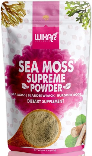 [BRSWYGI5CIFQMC3V] Wixar Wildcrafted Sea Moss Powder – (8 Ounces) – Natural Irish Sea Moss and Bladderwrack with Burdock Powder - Thyroid Support, Healthy Skin, Keto Detox, Joint Support Alkaline Supplements