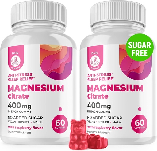 [BRSRMYDRCF5G2YI3] Magnesium Gummies Sugar- Free - Calm Magnesium supplement til børn, understøtter restaurativ søvn, Sugar- Free Magnesium Citrate Gummies til børn og voksne (120 Tæl)