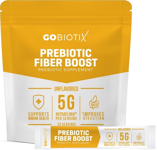 [BRSWYHT7C4GRGALD] GoBiotix Fiber Supplement Powder with Prebiotics for Digestive Health and GLP-1 Support, Soluble Fiber for Gut Health & Debloat, Keto, Vegan, Gluten & Sugar Free, 20 Servings (Travel)