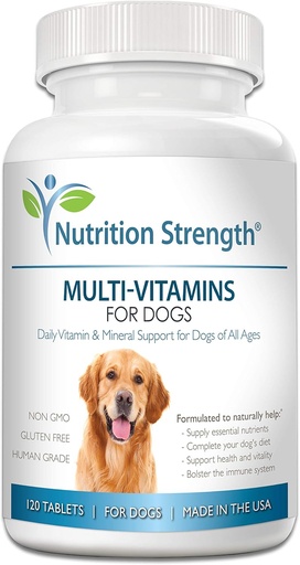 [BRSWGZQHAEPR6FL7] Multivitamins for Dogs, Daily Vitamin and Mineral Support, Nutritional Dog Supplements for All Canine Breeds and Sizes, Promotes Immune Health in Pets, 120 Chewable Tablets