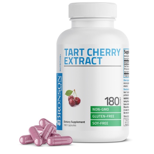 [BRSWGYYZAV6QKYI3] Bronson Tart Cherry Extract Vegetarian Capsules with Antioxidants and Flavonoids Non-GMO, 180 Count