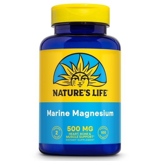[BRSWIGL7PIBBK2TO] Nature's Life Marine Magnesium 500mg | Healthy Digestion & Regularity Formula with Magnesium Hydroxide from Northern Sea Waters | 100 Vegetarian Caps