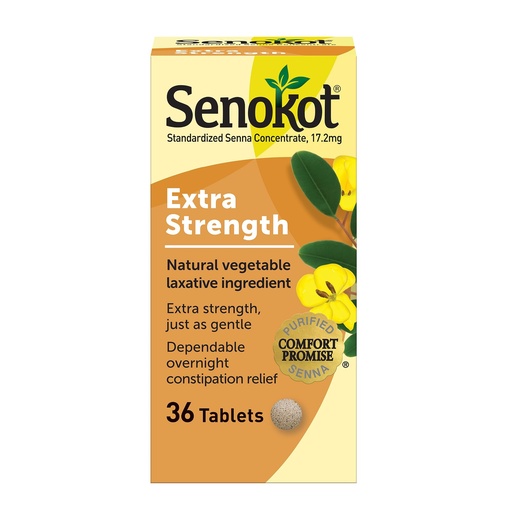 [BRSWGCANCABA2CQV] Senokot Extra Strength Senna Laxative Tablets, 36 Tablets, Laxatives for Constipation Relief, Overnight Relief for Adults
