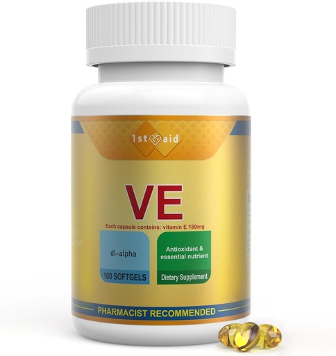 [BRSRAYAHBUNA43Q4] 1st Aid NSF Vitamin-E Supplements-Softgels Women-Tocotrienols Mini-Capsules - 100 Softgels Improve Blood Circulation Vitamin E Capsules Soluble in Water,E Vitamin Supplements Antioxidant Support
