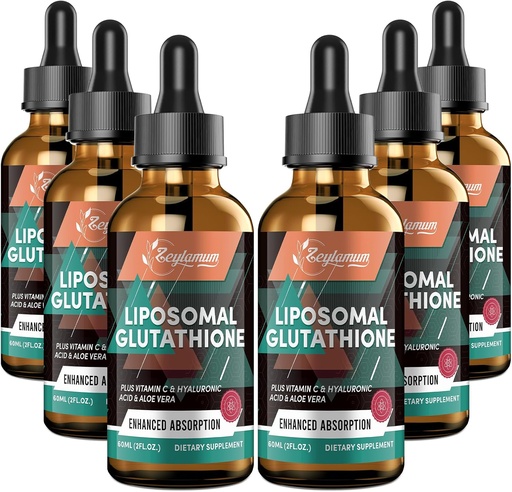 [BRSROED6OF4BG3DD] 2000MG Liposomal Glutathione Liquid Drops, Ultra High Absorption, Natural Detoxification, Immune System & Skin Supprot*, L-Glutathione, Vitamin C & Hyaluronic Acid, Capsules Alternative, 12.12 OZ